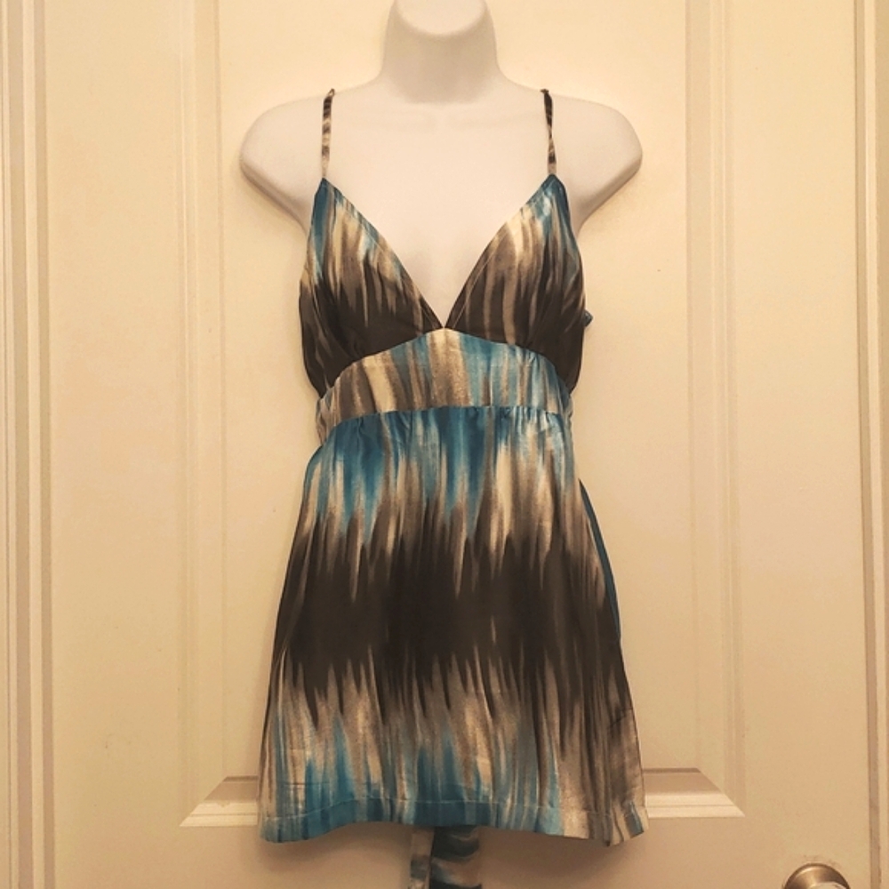 Dept. Babydoll Spaghetti Strap Y2K 90s Top Tank Size Large Smocked Waist Tie L